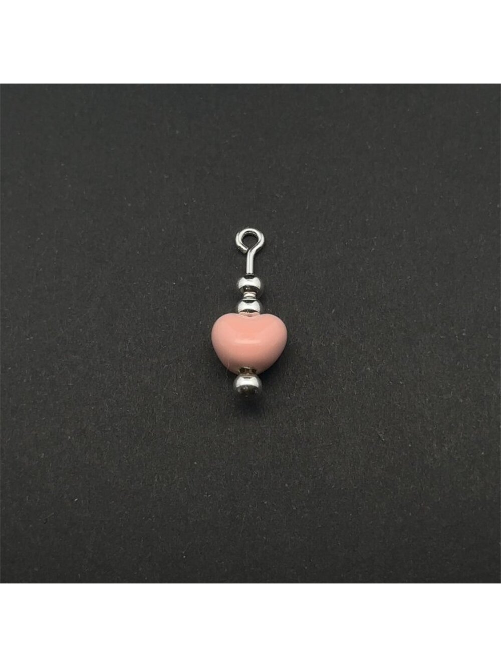 925 Sterling Silver Interchangeable Modular Add On Pendant Enamel Heart Pink Bea